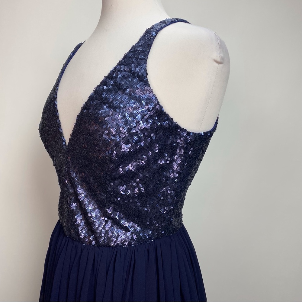 NWT DRESS the POPULATION Navy Blue Sequin Bodice TRACY Fit Flare Size Medium - Picture 11 of 16